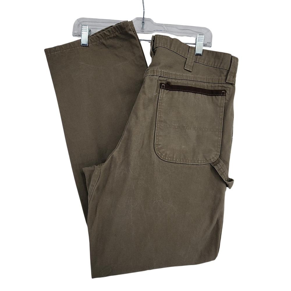 Wrangler 34x34 Brown Carpenter Pants RIGGS Workwear Ripstop Utility Rugged Cargo